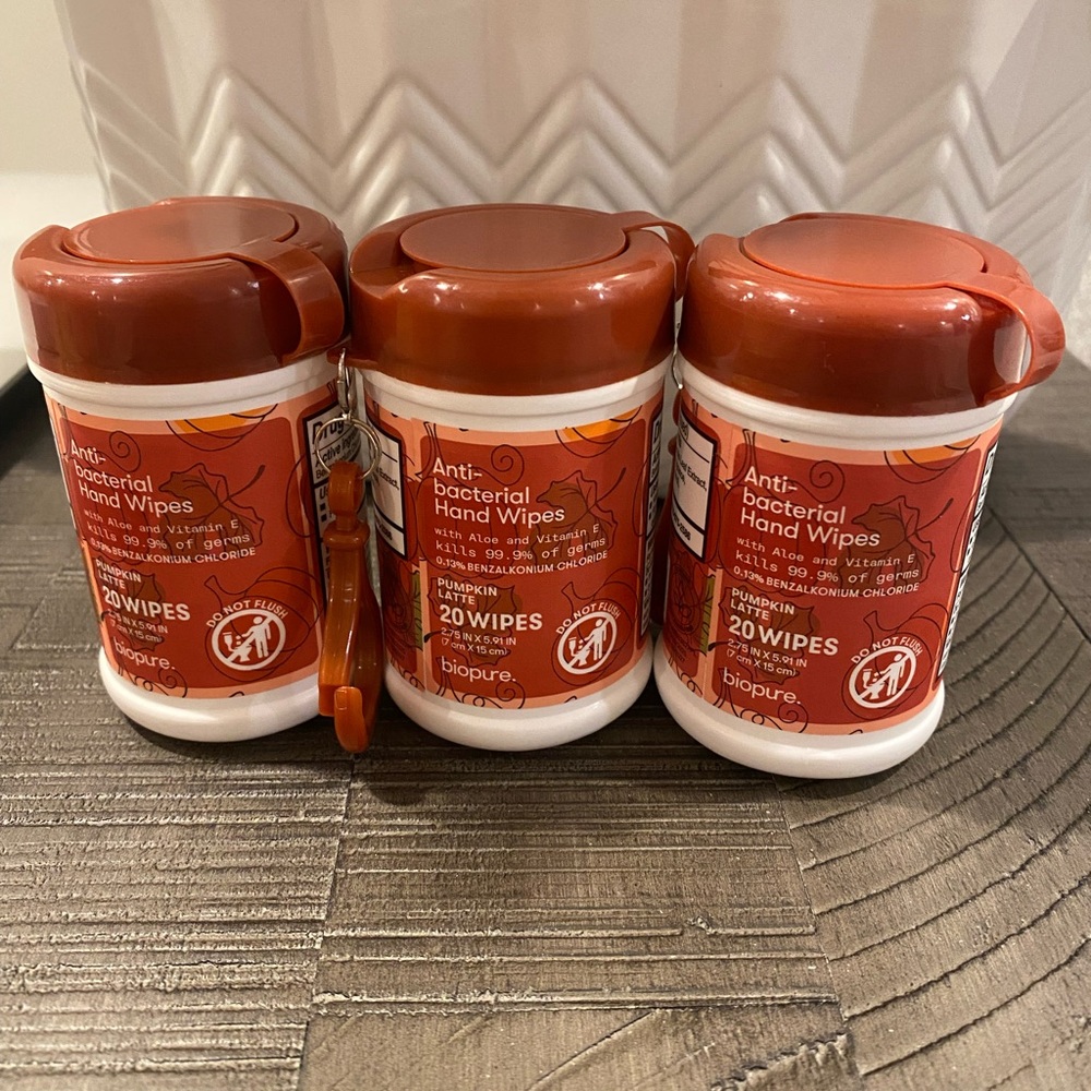biopure anti bacterial hand wipes pumpkin latte 3 pieces